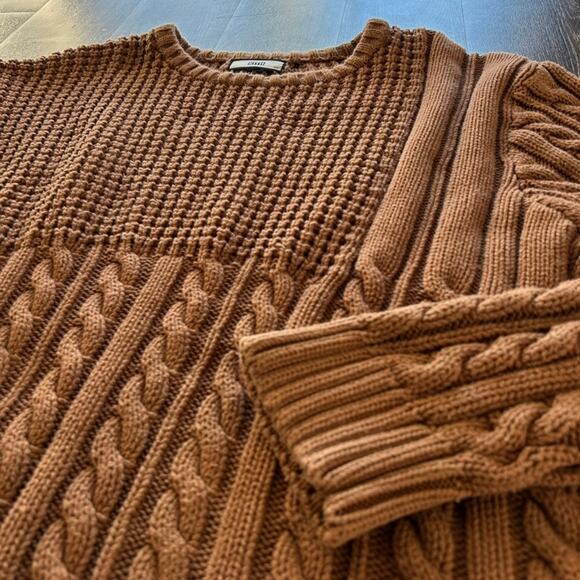 EUC Kith Wheatley Cable Knit Sweater Camel Brown XXL Cotton Crewneck Pullover - Picture 2 of 14